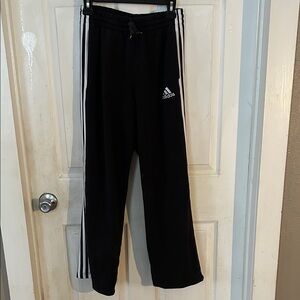 Adidas Kids Black Joggers with White Stripes